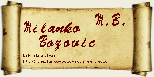 Milanko Božović vizit kartica